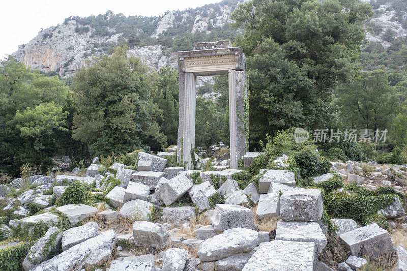 Termessos Ancient Door Drone Shots的4K镜头